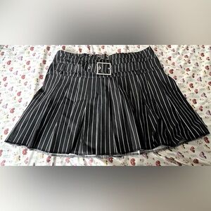 Alt Black Stripe Skirt w/ two buckles